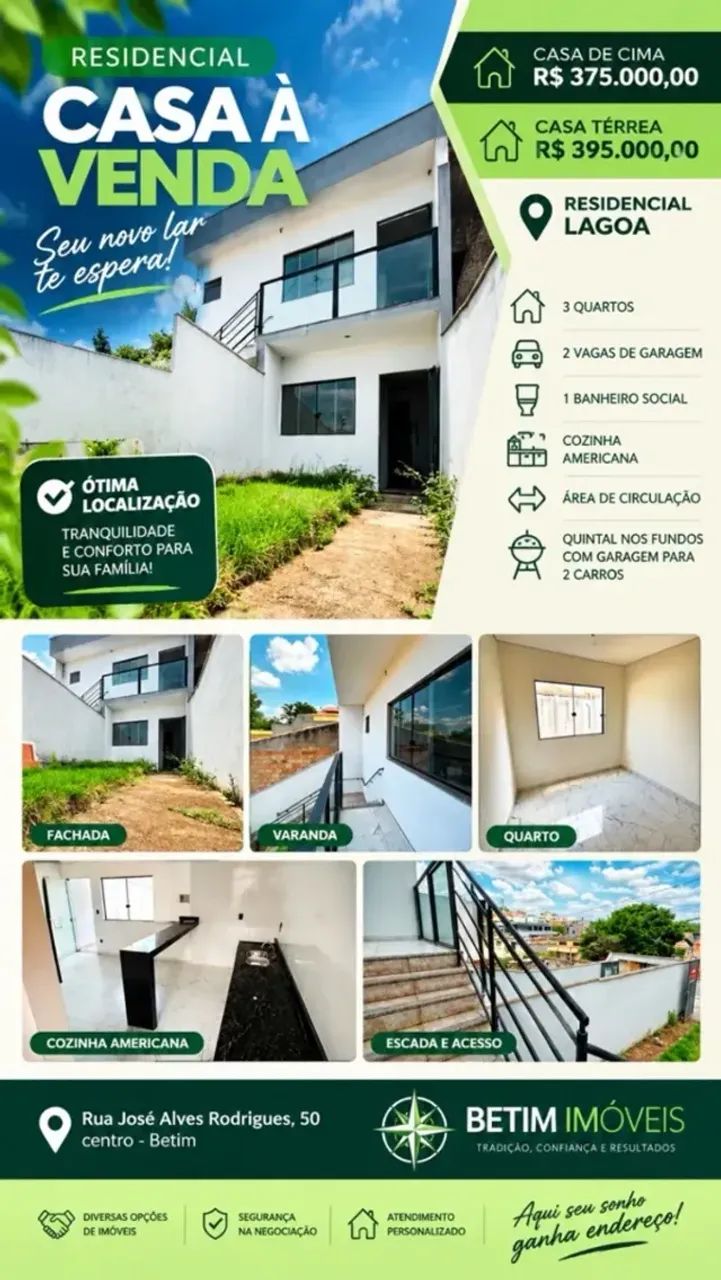 CASA COM 3 QUARTOS - HABITE-SE, COM QUINTAL E 2 VAGA