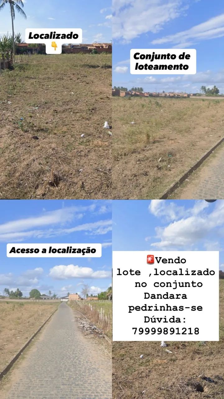 Terreno lote na cidade de pedrinhas se no valor de 8.000