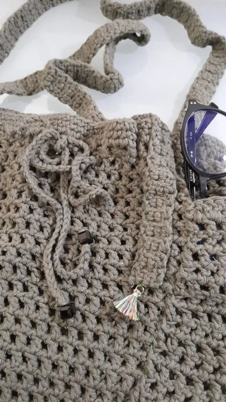 Bolsa de crochê verde musgo - Foto 4