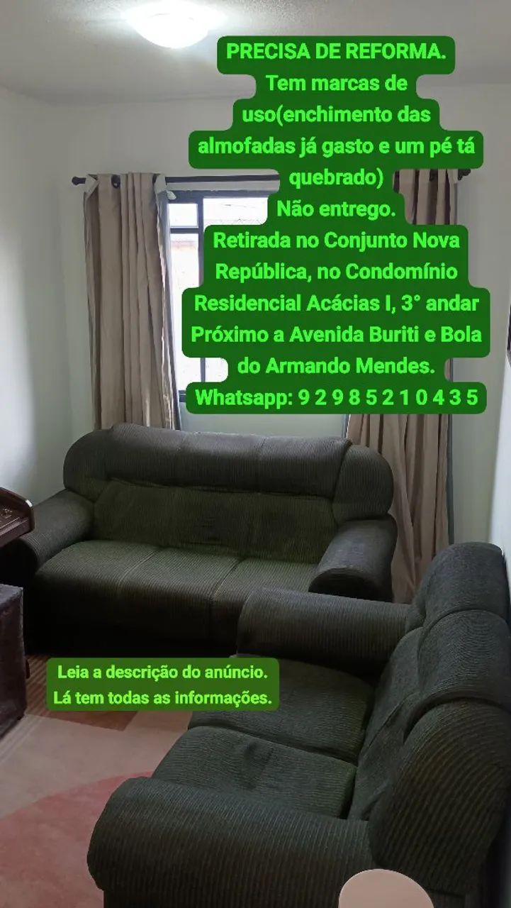 Conjunto de sofá 2 e 3 lugares 