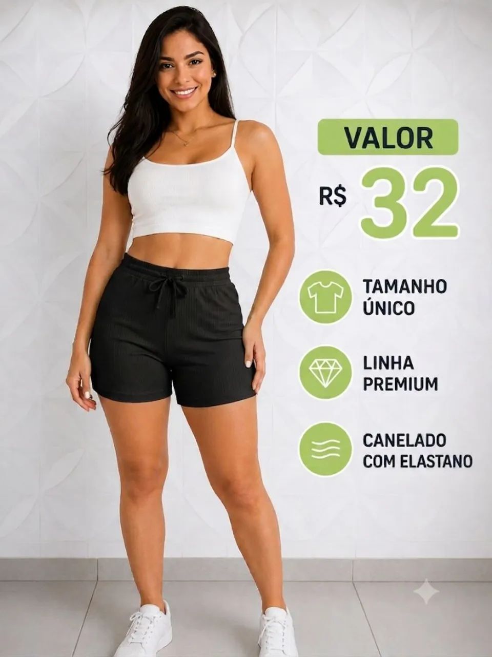 Shorts femininos em malha caneladada conforto e qualidade 