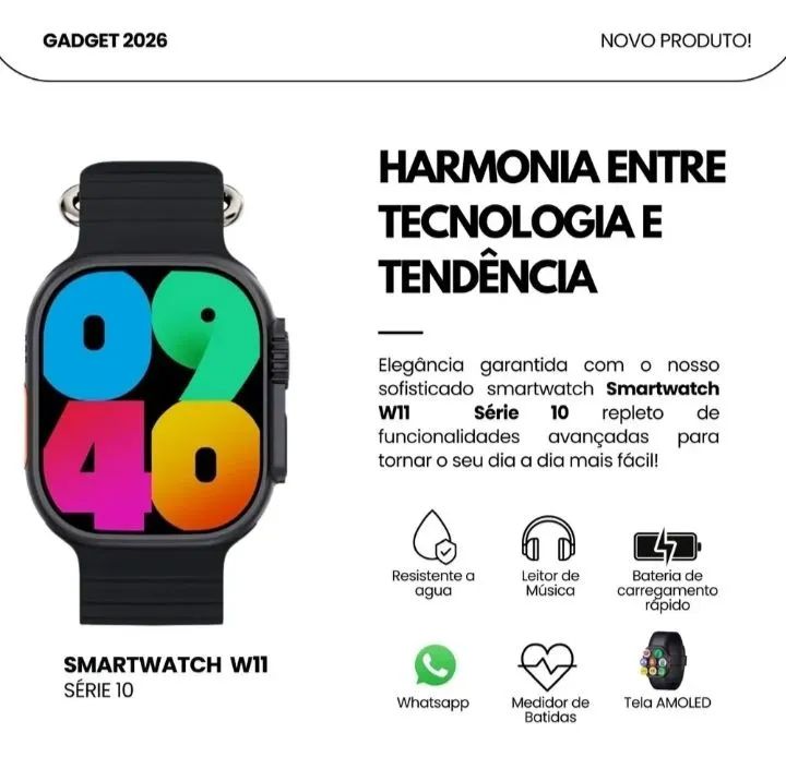 Relógio Smartwatch Ultra 10 Plus Tela AMOLED HD - Lançamento 2026
