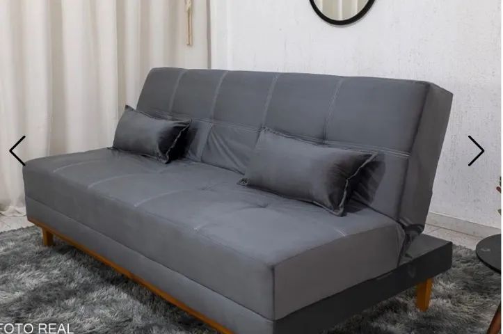 Sofá Cama Madrid 1,80m em Veludo Cinza - Produto Novo