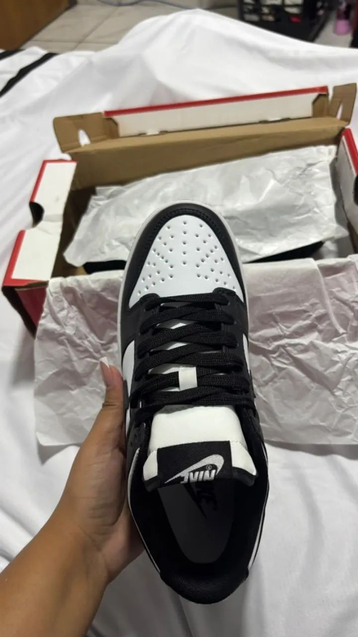 tênis nike dunk low retro preto e branco - Foto 5