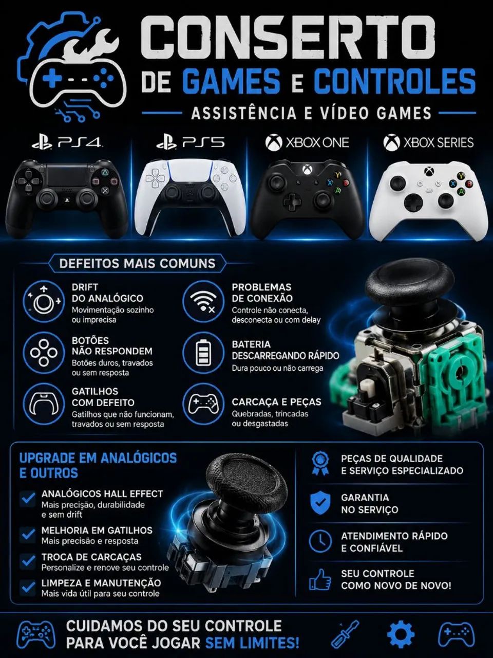 Conserto e upgrade em controles de ps4/ps5/xbox one /series