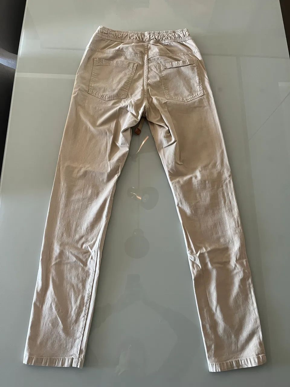 Calça masculina bege, tamanho 36 - Foto 2