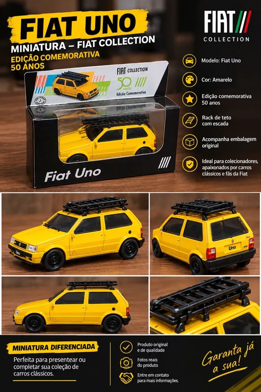 Miniatura Fiat uno com escada 