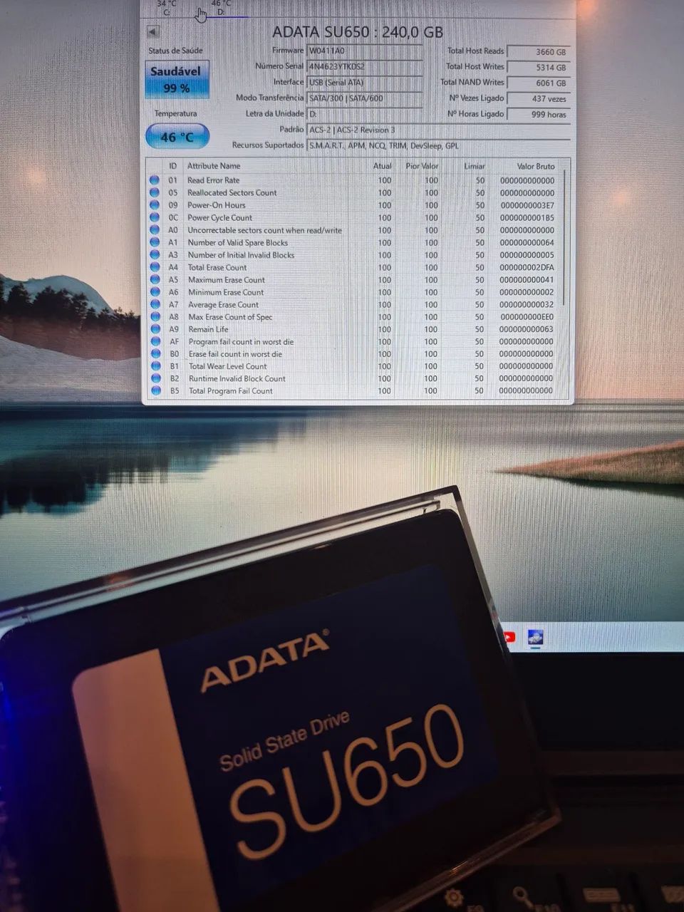 Ssd sata ADATA 240GB Saude 99%  - Foto 3