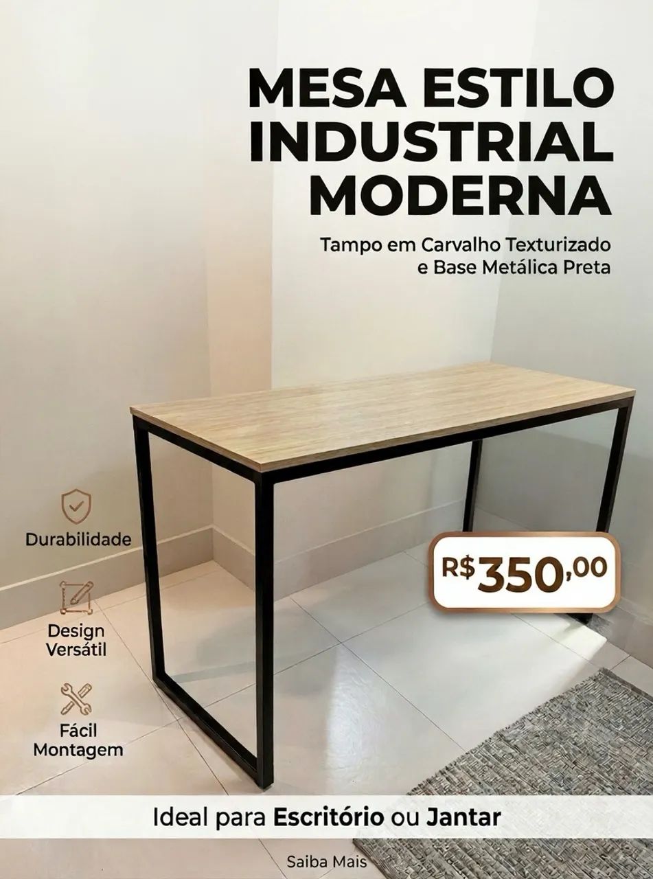 Mesa jantar industrial moderna