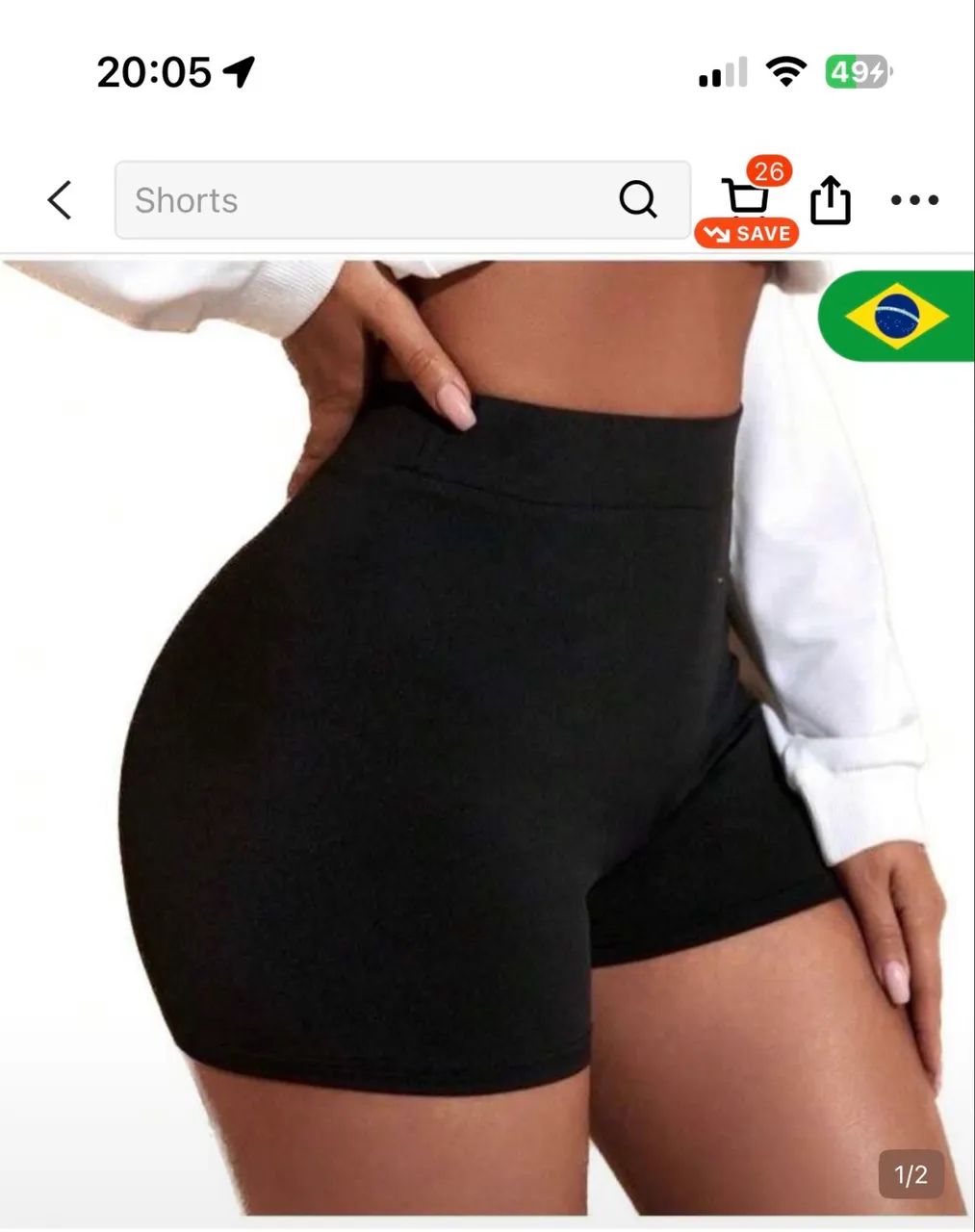 Short preto de academia 