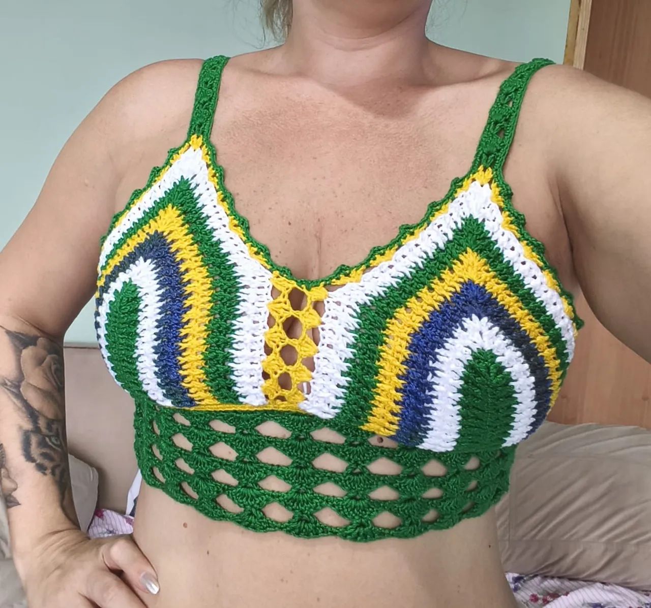 Tops em crochê feito a mão com linha100%algodão - Foto 4
