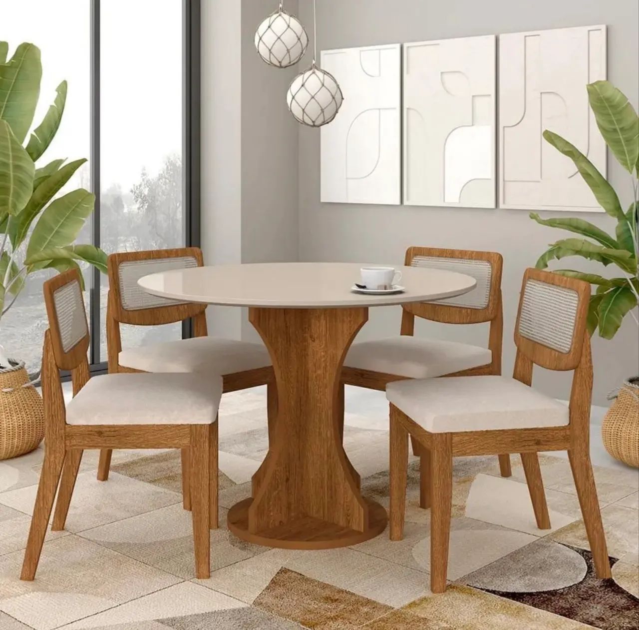 Mesa Linares com 4 lugares 
