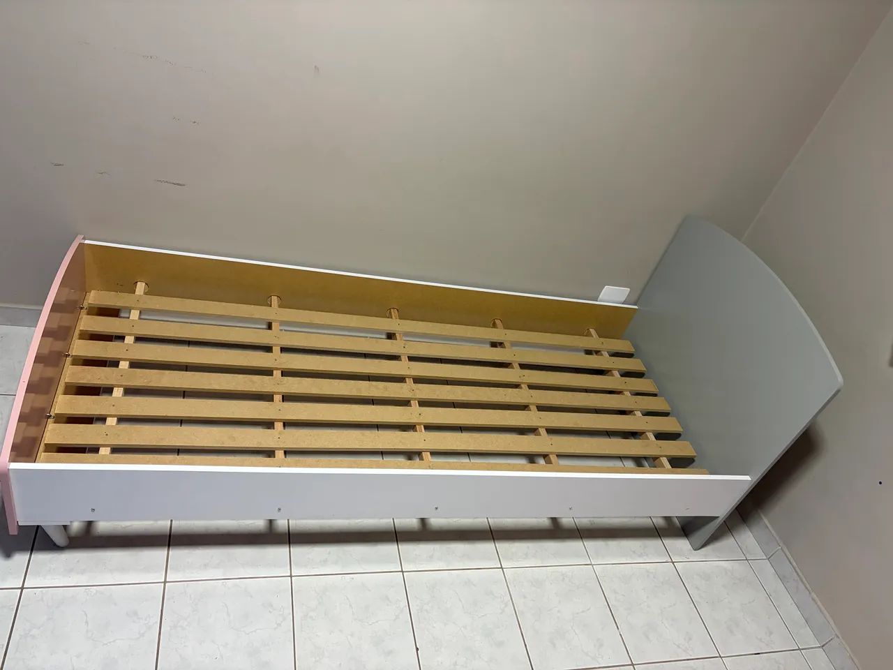 Cama Solteiro Ternura 188x78 Branco/Rosa