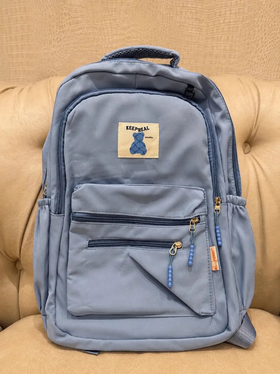 mochila azul com múltiplas divisórias - Foto 2