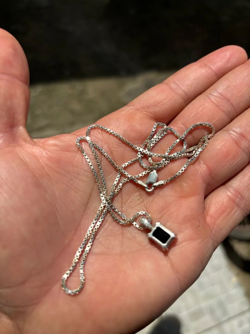 CONJUNTO - CORRENTE DE PRATA 925 + PINGENTE BLACK ÔNIX