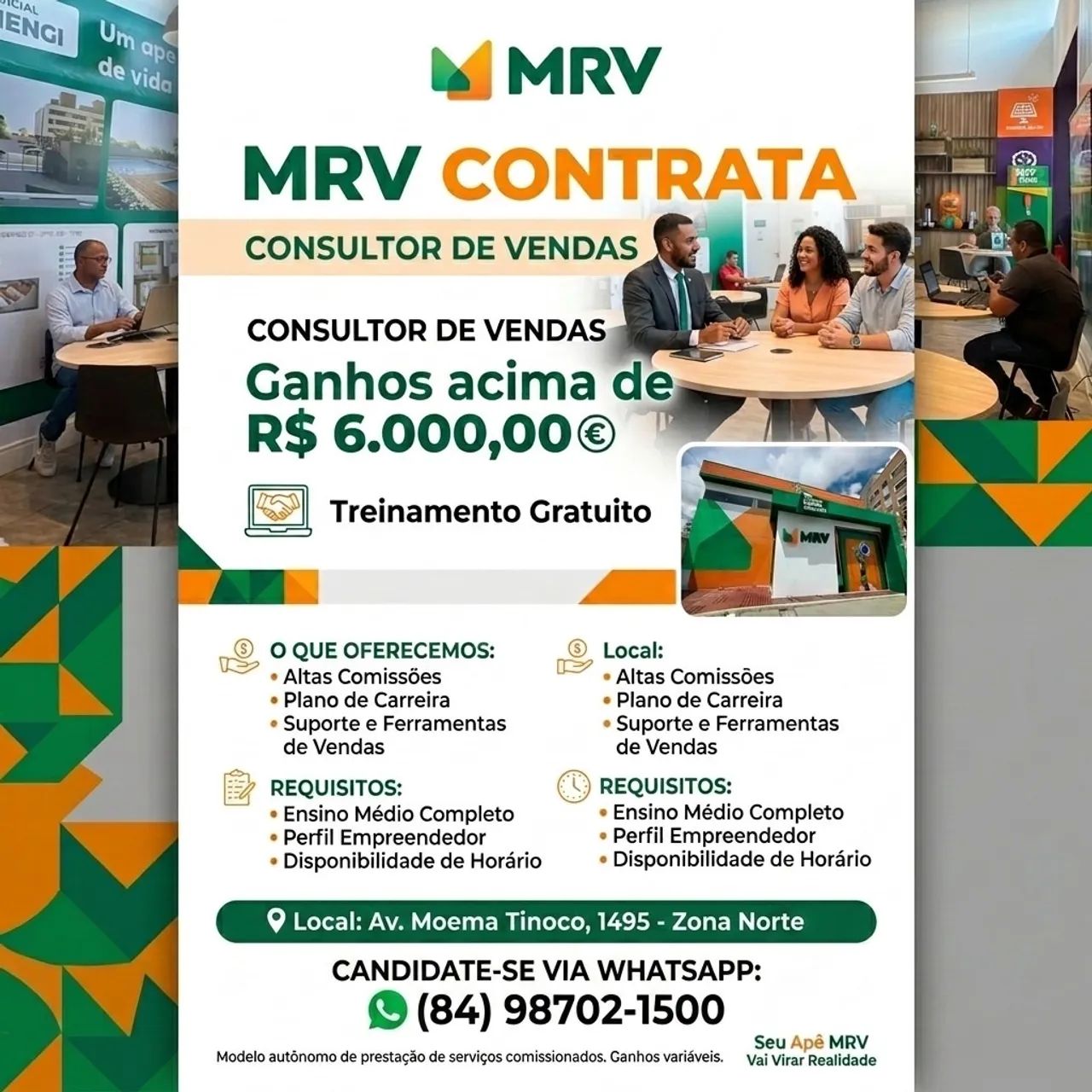 VAGA PARA CORRETOR DE IMÓVEIS COM E SEM CRECI