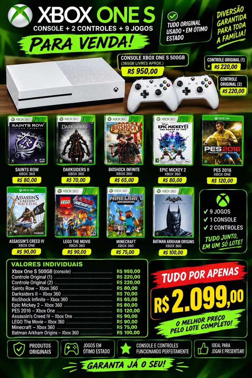 Xbox on s 500gb usado 