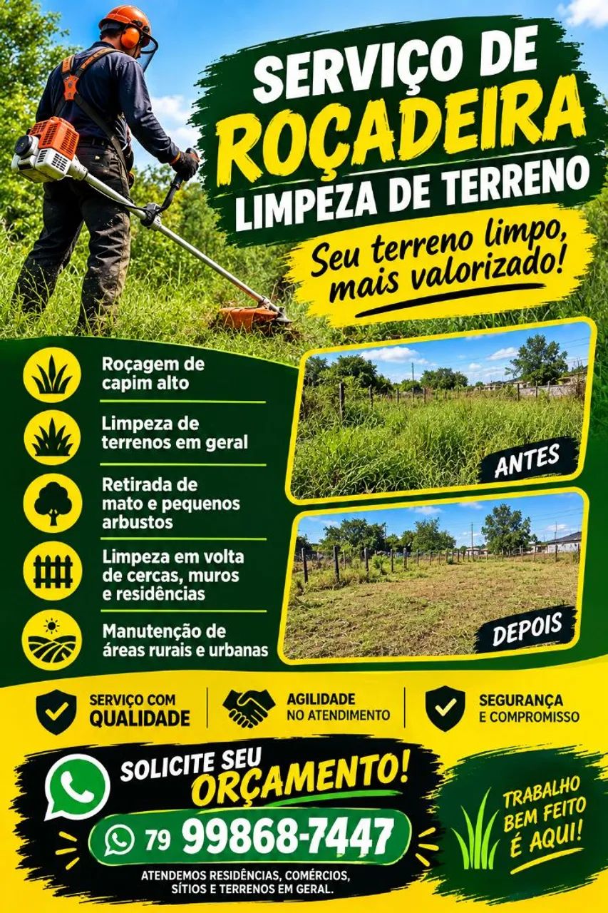 Limpeza de terreno com roçadeira 