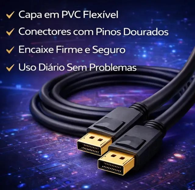 Cabo DisplayPort 1.6m Premium e Ultra HD Máxima de Nitidez - Foto 3