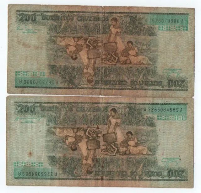 2 Cédulas Antigas de 200 Cruzeiros - Princesa Isabel - 1981-1984 - Foto 2