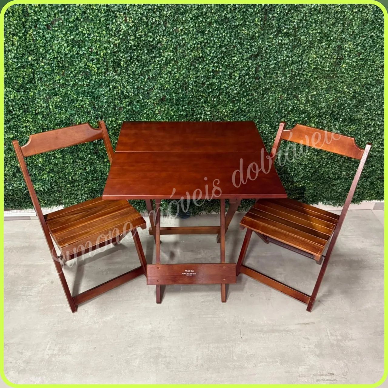 Mesa dobrável 70x70 com cadeiras 2 Cadeiras