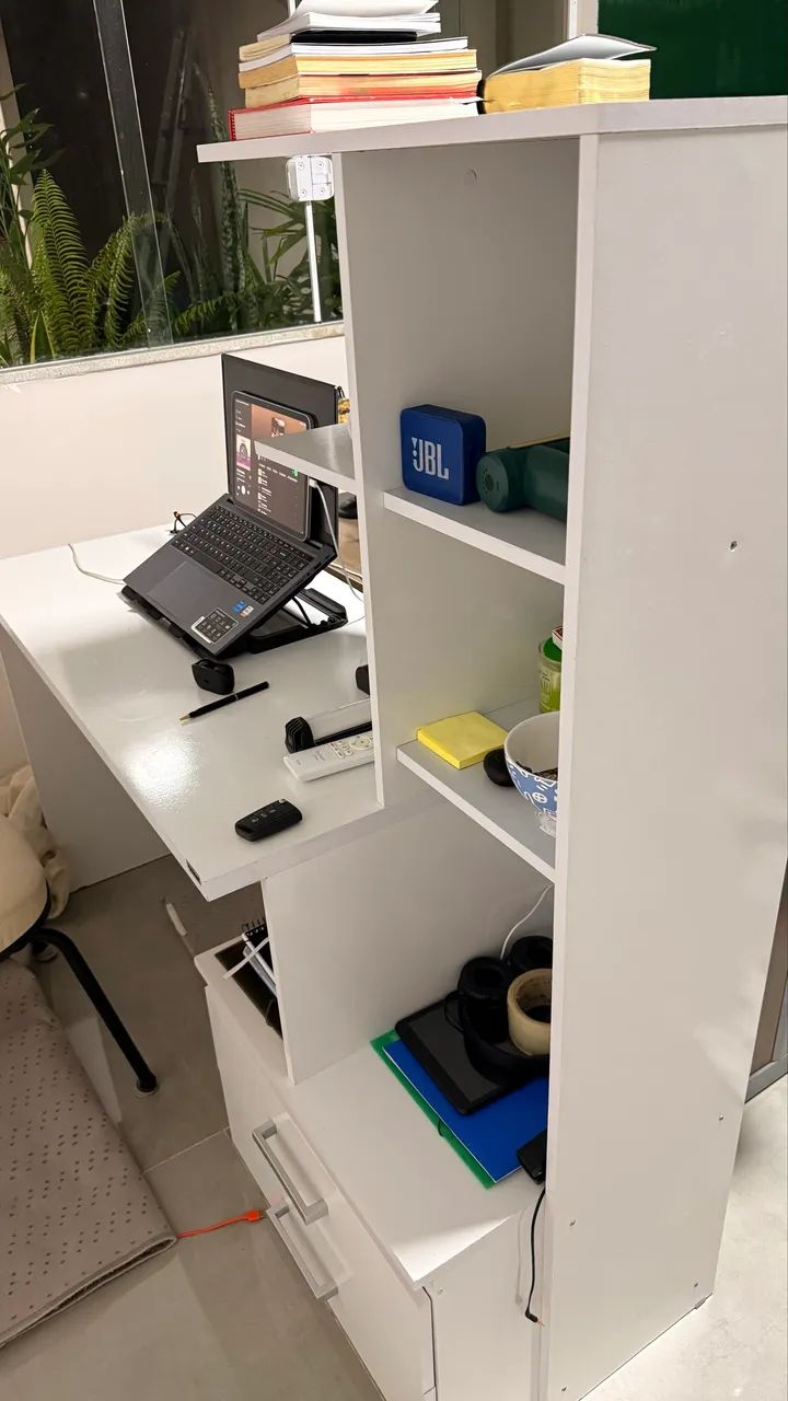 Desk with 2 Drawers and Bookshelf – Poliman