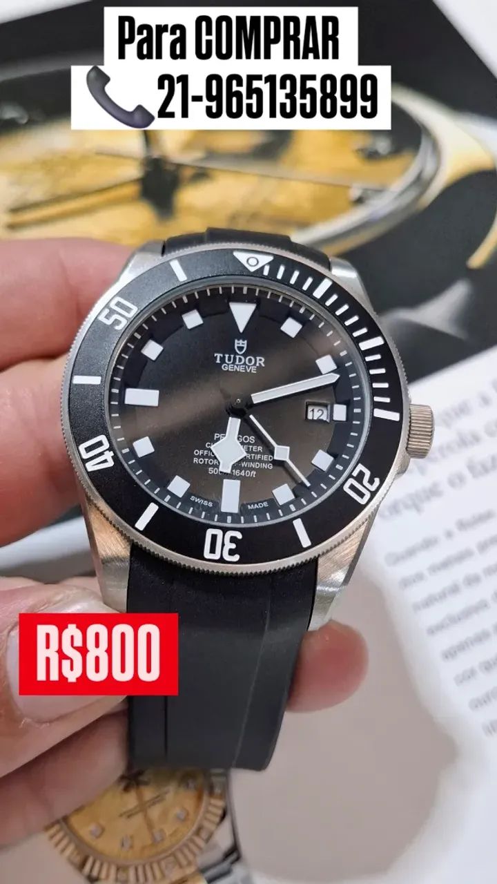 Relógio TUDOR PELAGOS AUTOMÁTICO COM PULSEIRA DE SILICONE 
