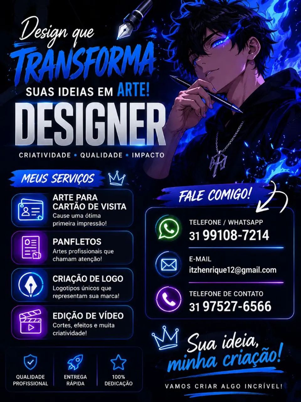 Criação de arte e logos e edição de vídeo 