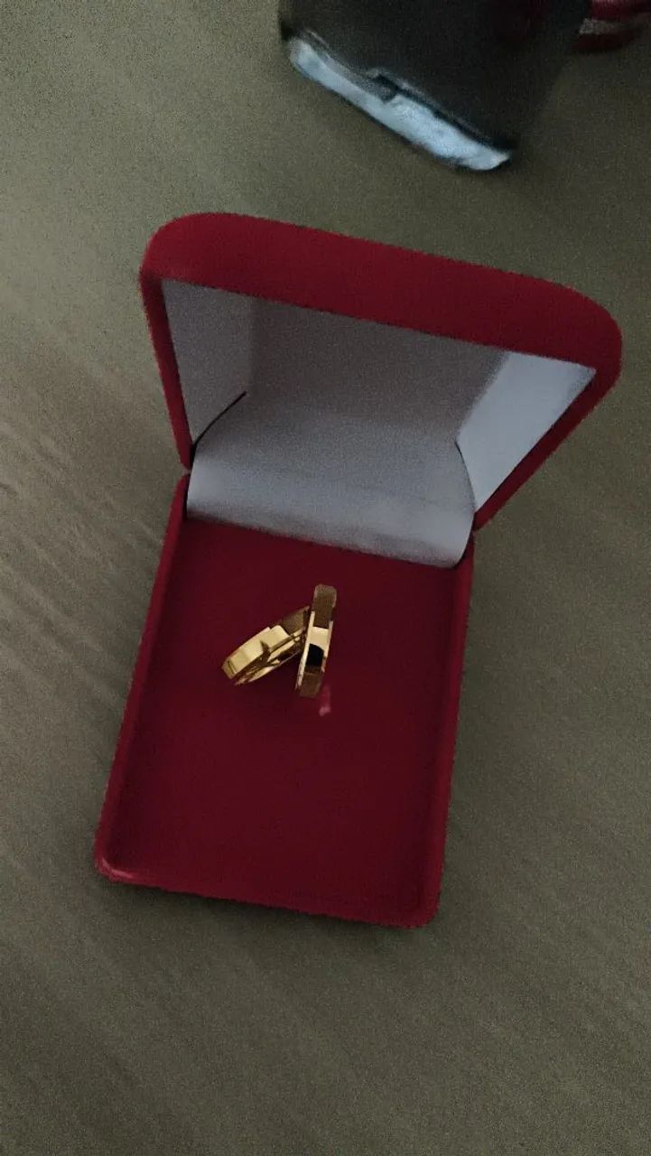 Par de Aliança Tungstênio Ouro
