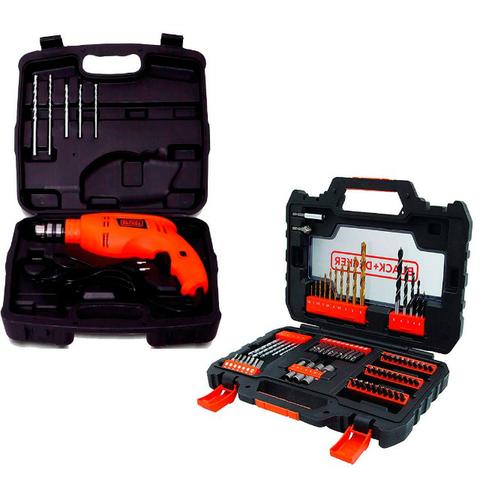 Furadeira De Impacto 3/8 550w 220v Com Maleta B&D 83 Acessórios