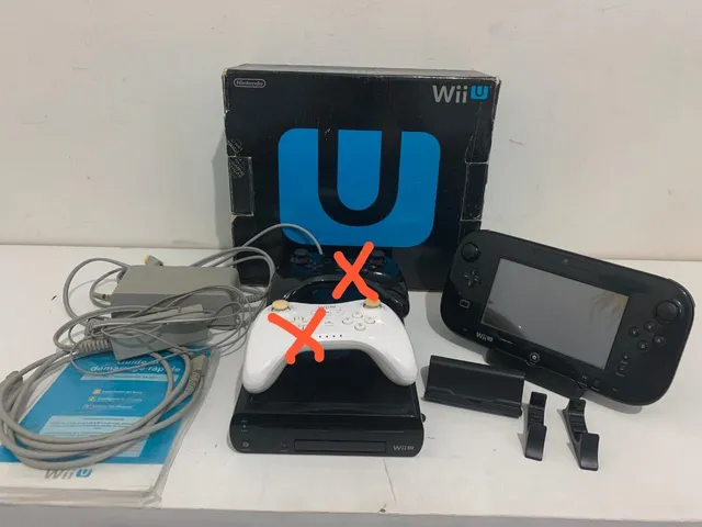 Nintendo Wii U Preto Desbloqueado Completo Na Caixa Com Jogos Instalados