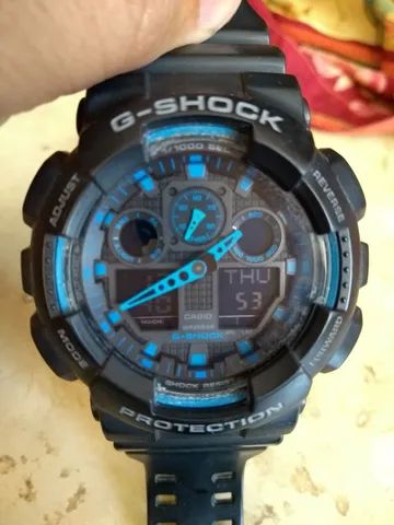 relógio casio GA 100 Preto e azul 