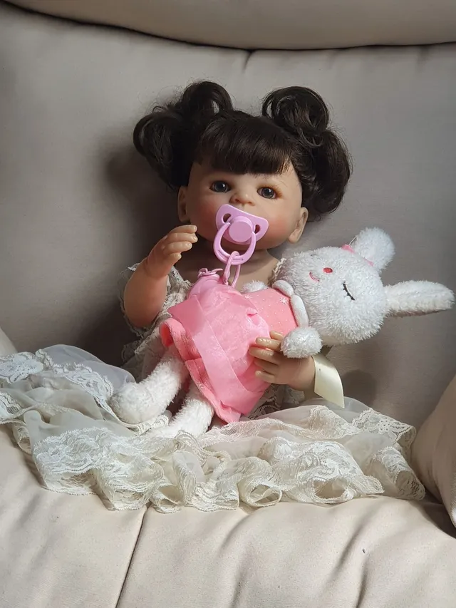 Bebê Reborn Menino Kit Abigail Para Banho Cabelo Fio A Fio