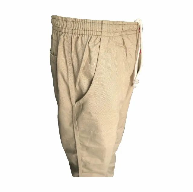 Calça Cáqui Industrial em Brim c/ 4 Bolsos, Cadarço E Elástico - Foto 4