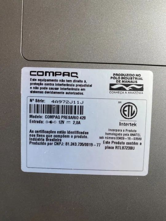 Notebook Compaq Presario 420 com tela quebrada, pode usar com outro monitor - Foto 5