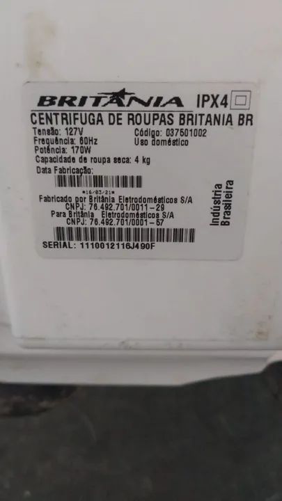 Centrífuga de roupa Britânia 4kg  - Foto 2