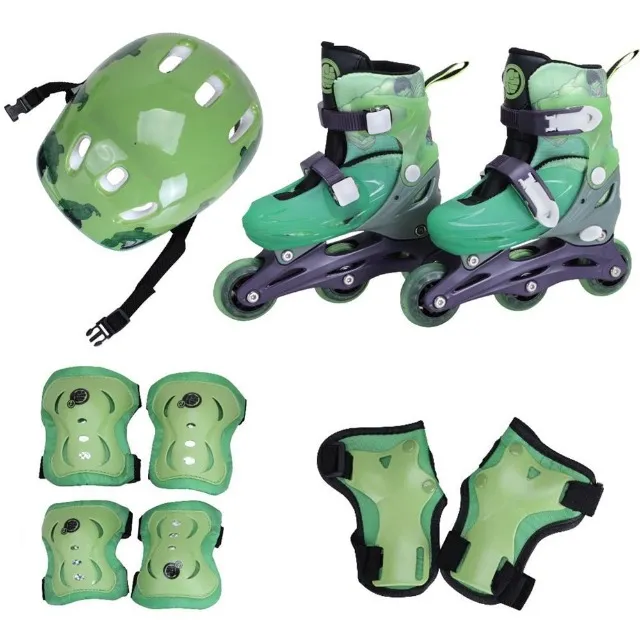 Patins Infantil 3 rodas Ajustável Com Kit Proteção Tamanho 28-31- Hulk -brink+