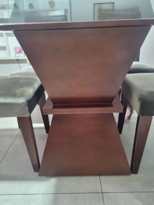 Conjunto de Mesa de Jantar de Vidro com 8 Cadeiras - Foto 3