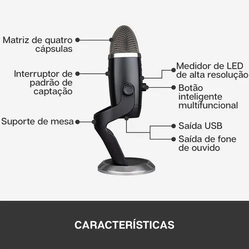 Microfone Blue Yeti X USB Condensador - Foto 3