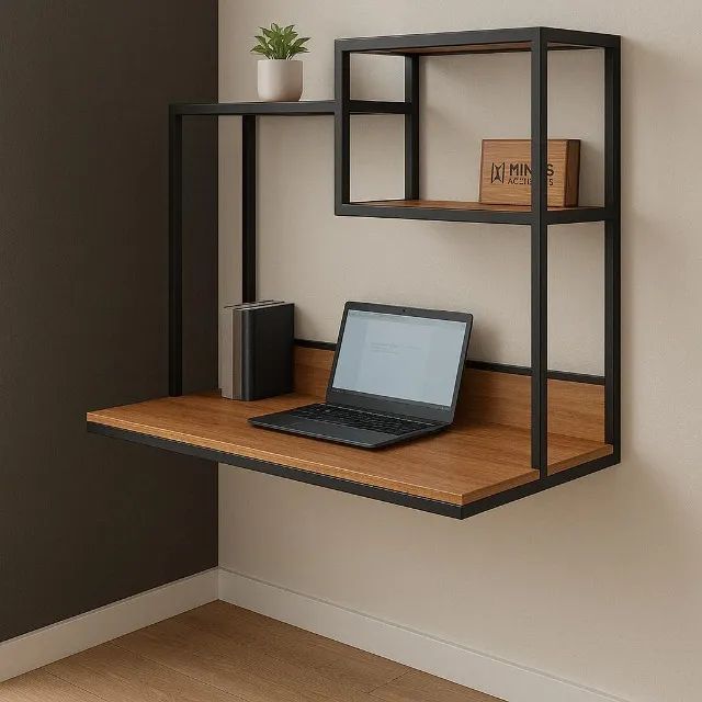 Escrivaninha Aérea com Nicho e Prateleira Compacta, moderna e funcional! Ideal para home o - Foto 2