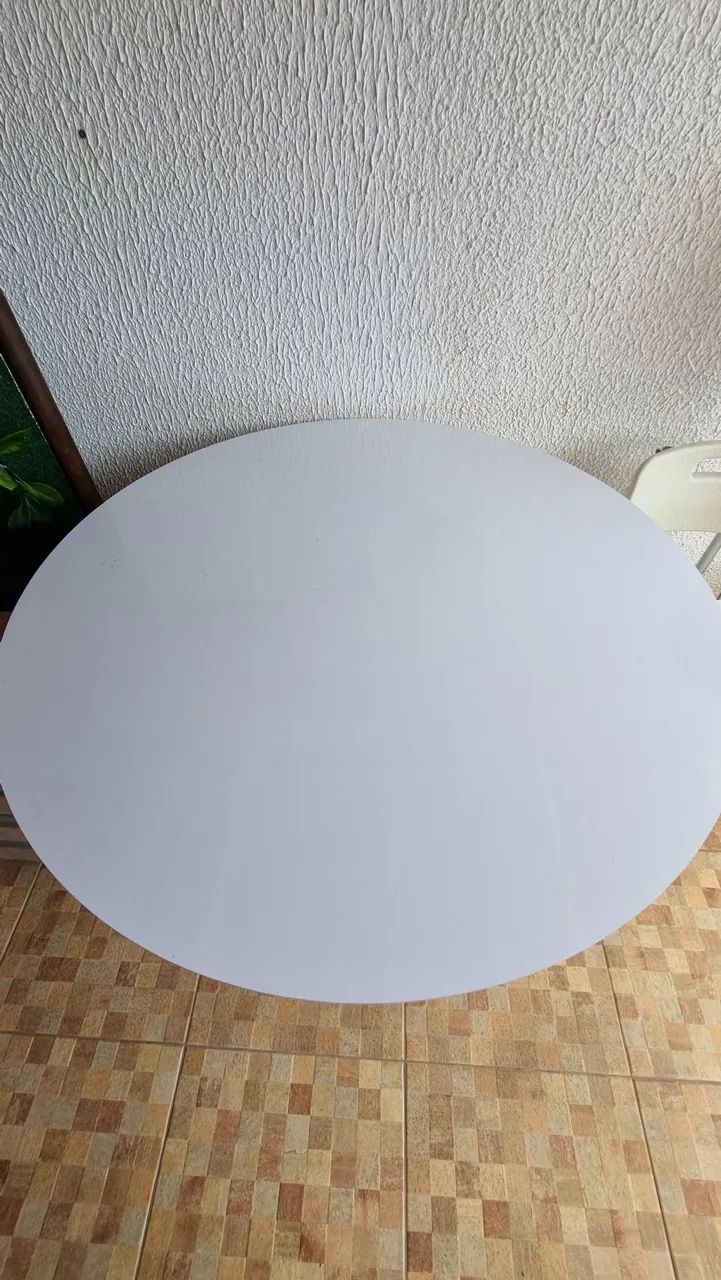 Mesa de Jantar redonda Branca MDF 1.10m diâmetro  - Foto 2