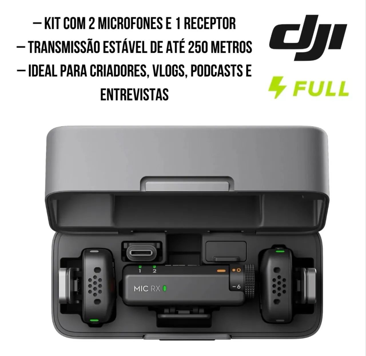 Kit Dji Mic Mini 2 Sem Fio Original - Preto (novinho) - Microfones