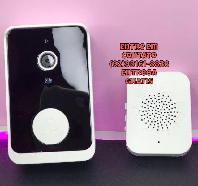 Campainha Inteligente Sem Fio Com Câmera Wi-Fi Voz Registro Visitante - Foto 5