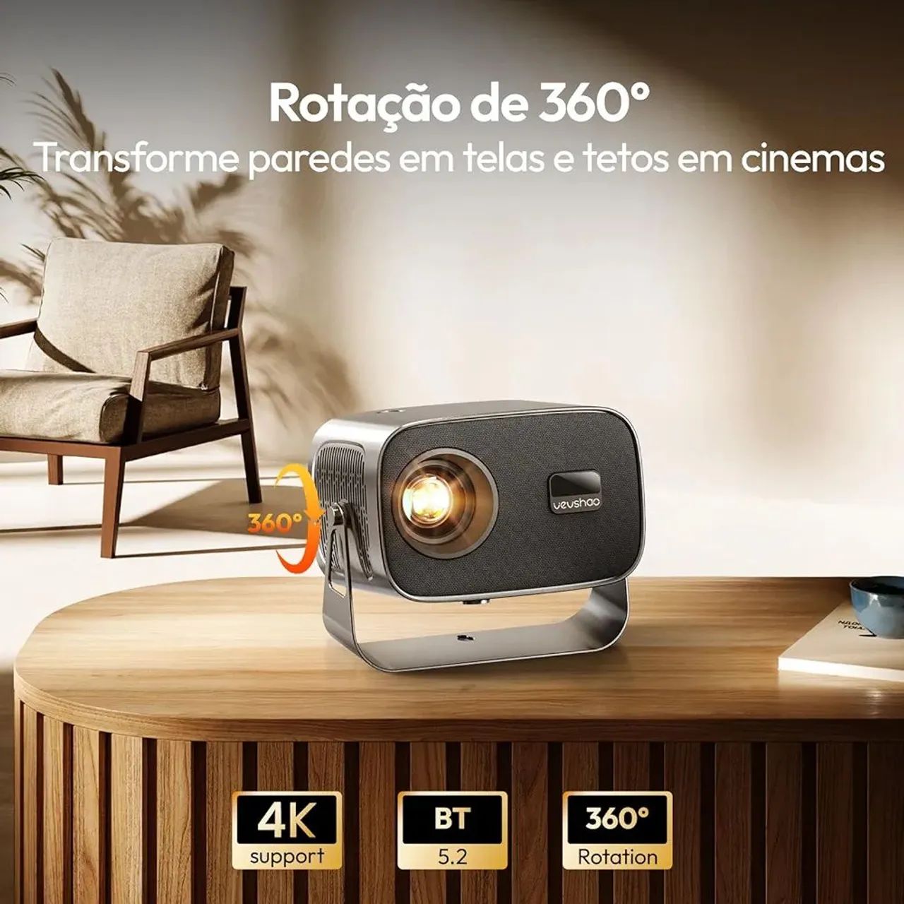 Projetor  VEVSHAO A12 4k - Foto 2