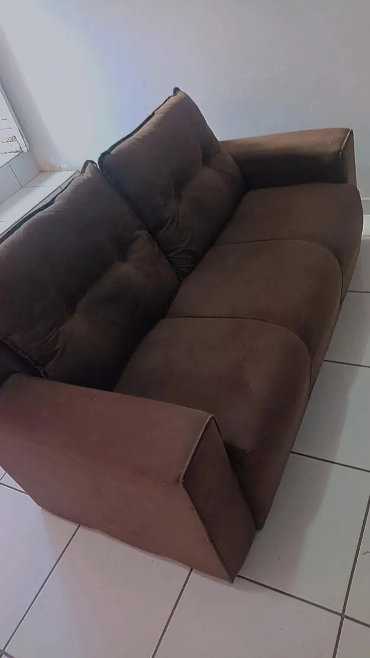 Sofá 3 Lugares Marrom Confortável