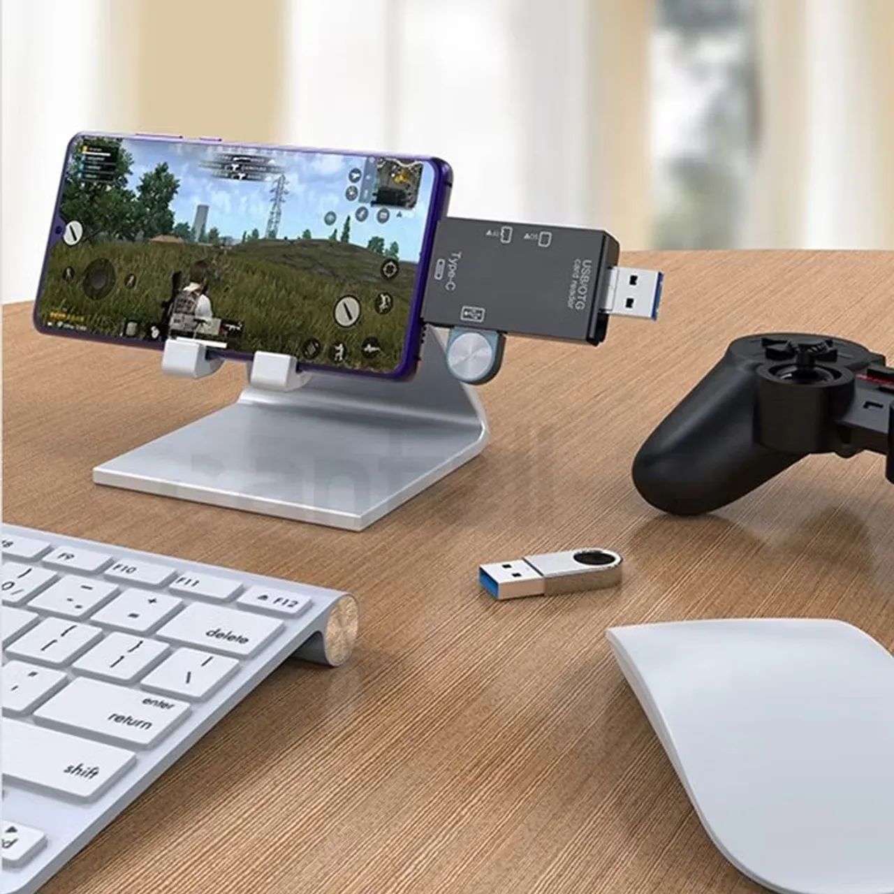 Leitor Hub Porta Usb Cartão Micro Plug  Tipo C e V8