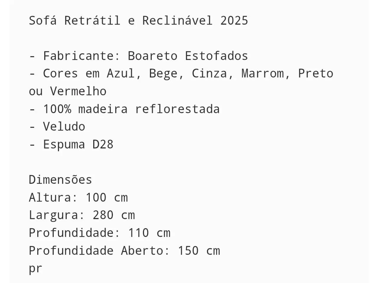 Sofá Retrátil e Reclinável 2025 3 Módulos 2.80m largura / várias cores - Foto 5
