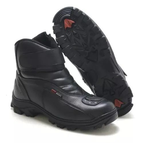 Bota Motociclista Couro Bovino Zíper Velcro Palmilha P.u Gel  - Foto 2