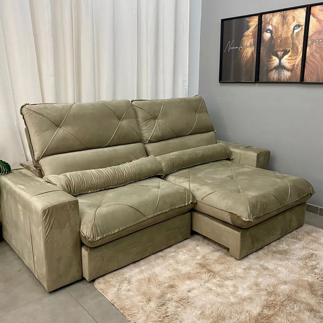 Sofá Retrátil e Reclinável Vick 2,50m Soft Molas Ensacadas p544 - Foto 3