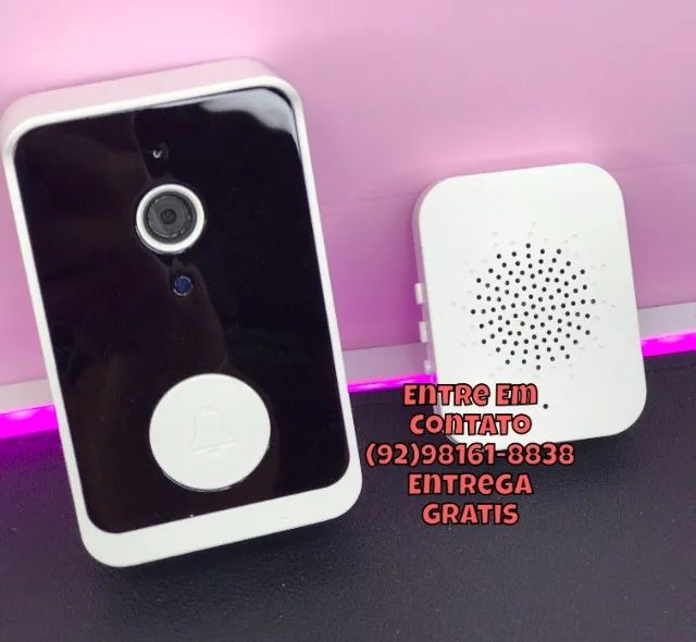 Campainha Inteligente Sem Fio Com Câmera Wi-Fi Voz Registro Visitante - Foto 3